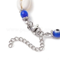 4 pz 4 colori conchiglie di ciprea e braccialetti di perline di lampwork con malocchio per le donne&nbsp;BJEW-TA00591