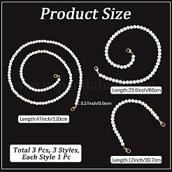 3 stücke 3 arten kunststoff imitation perle runde perlen tasche ketten&nbsp;PURS-CN0001-02