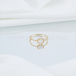 1 Stück Messing & Katzenauge Fingerringe für Damen&nbsp;RJEW-LP0010-06G