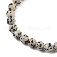 Pulseras de cuentas redondas de jaspe dálmata natural jaspe&nbsp;BJEW-G073-16