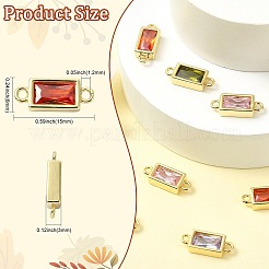 8 pieza de dijes de conector rectangular de vidrio pavé de latón de 4 colores&nbsp;KK-CJ0003-40