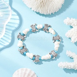 3 bracelet extensible en coquillage naturel et perles en alliage sur le thème de l'océan pour hommes et femmes&nbsp;BJEW-JB12387