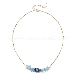 Collane con catena satellitare in acciaio inossidabile 304 con ciondolo in perline di lapislazzuli e acquamarina naturali per donna&nbsp;NJEW-JN05608