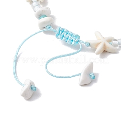Verstellbare geflochtene Perlenarmbänder aus synthetischen Türkis- und Magnesitperlen für Frauen&nbsp;BJEW-JB11545