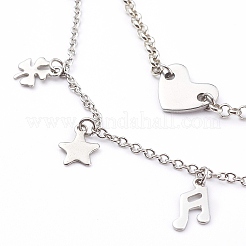 Collane a doppio strato in acciaio inossidabile 304&nbsp;NJEW-JN03350