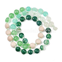 Hebras de cuentas fósiles y jade blanco teñido de ágata natural&nbsp;G-Z135-B02