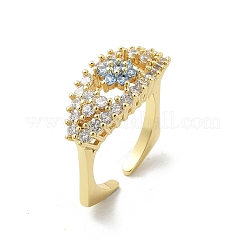 Manschettenringe aus Messing mit Mikropavé-Zirkonia für Damen&nbsp;RJEW-S401-02G