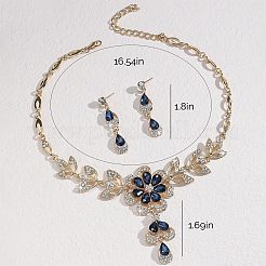 Ensemble de colliers avec pendentif en alliage de strass et boucles d'oreilles pendantes en forme de larme&nbsp;FS-WG19EE6-04