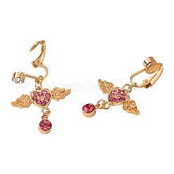 Cuore con anello ventre con charm in strass ala&nbsp;AJEW-F057-17G