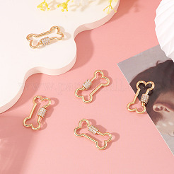 5 Stück Messing Micro Pave klare Zirkonia Schraubkarabiner Verschluss Charms&nbsp;KK-TA0003-17