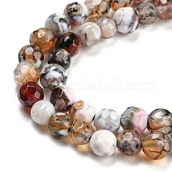 Brins de perles d'agate craquelée de feu naturel teint&nbsp;G-G007-01G