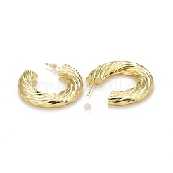 Orecchini a bottone in ottone placcato a cremagliera&nbsp;EJEW-F278-04G