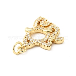 Placage de crémaillère en laiton micro pavé pendentifs en zircone cubique claire&nbsp;ZIRC-I059-05G