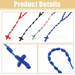 8 collier de chapelet avec pendentif croix en nylon de 4 couleurs&nbsp;DOLL-CA0001-03
