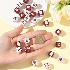 35 Stück 7 Stile undurchsichtige bedruckte Acrylperlen&nbsp;MACR-YW0004-38