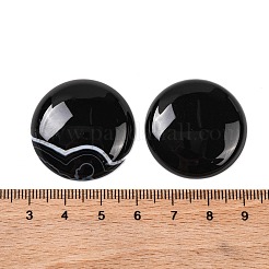 Natürlich gefärbte und erhitzte schwarze Achat-Cabochons&nbsp;G-B085-02A-03
