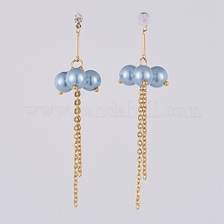 Aretes de perla de vidrio ecológicos&nbsp;EJEW-JE03813-04
