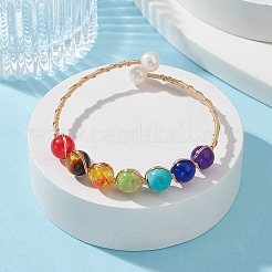 Braccialetto con perline miste naturali e sintetiche e perle&nbsp;BJEW-JB09646