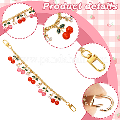 2 pieza de 2 estilos de acrílico rojo rosa cereza encanto latón y aluminio bolso cadenas decorativas&nbsp;PURS-SC0001-04