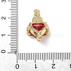 Ciondolo connettore a forma di cuore sacro in ottone con vetro rosso scuro&nbsp;KK-L253-27G