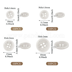 40 Stück 4 Stile Harzknöpfe&nbsp;BUTT-TADJ0001-02C