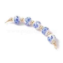 5 Stück 5 Farben Blumen bedruckt Porzellan runde Perlen Verbinder Charms&nbsp;PALLOY-JF04161