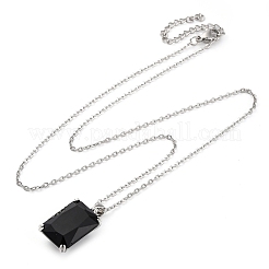 Rechteckige Halsketten mit Pavé-Anhänger aus Messing mit Zirkonia für Damen&nbsp;NJEW-G156-01P-07