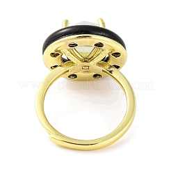 Gestellbeschichtung rund Messing Emaille verstellbare Ringe&nbsp;RJEW-U004-01C-G