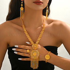 Legierung hohle Blume Armbänder & Ohrringe & Halsketten & Ringe Sets für Frauen&nbsp;NS7622