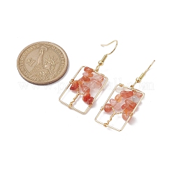 Pendientes colgantes de árbol con chips de ágata roja natural&nbsp;EJEW-JE05734-06