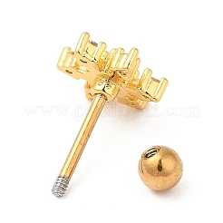 Orecchini a bottone in ottone con zirconi chiari e micro pavè&nbsp;EJEW-L265-06G