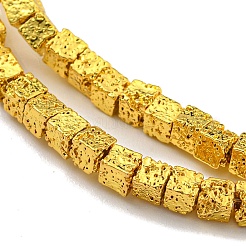 Fili di perle di roccia lavica naturale elettrodeposta&nbsp;G-E602-03C-A