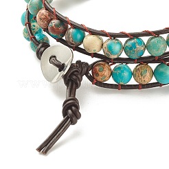 Rundes geflochtenes Wickelarmband aus natürlichem Kaiserjaspis (gefärbt).&nbsp;BJEW-JB08175