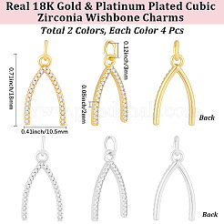 8 pièces 2 couleurs placage en laiton micro pave pendentifs en zircone cubique&nbsp;KK-BBC0027-82