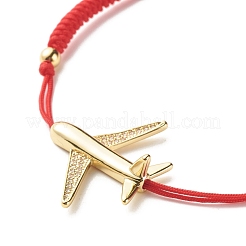 Bracciale in ottone per aereo di linea con micro pavé di zirconi cubici per ragazze adolescenti&nbsp;BJEW-JB07038