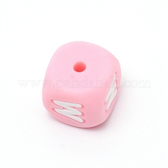 Perline dell'alfabeto in silicone per la realizzazione di braccialetti o collane&nbsp;SIL-TAC001-01B-W