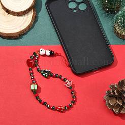 Weihnachts-Handy-Lanyard aus Bunte Malerei und Glas&nbsp;HJEW-SZ00098
