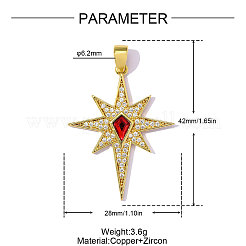 Messing micro pave rote kubik zirkonia anhänger&nbsp;CU-OY001-76G