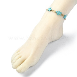 Cavigliere da donna con perline sintetiche turchesi&nbsp;AJEW-AN00554-01