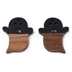 Pendentifs en résine et bois de noyer sur le thème d'halloween&nbsp;RESI-N025-026-B01