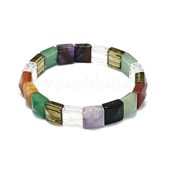 Bracelet extensible en perles rectangle de pierres précieuses naturelles pour femme&nbsp;BJEW-E379-06A