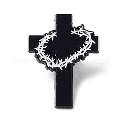 Religion-Emaille-Pins, Brosche aus schwarzer Legierung für Rucksackkleidung, Kreuz, Ring, 30.5x22.5x1.5 mm