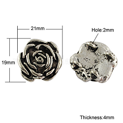 Tibetan Style Links, Lead Free , Flower, Antique Silver, 19x21x4mm, Hole: 2mm