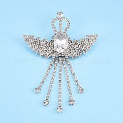 Crystal Rhinestone Phoenix Lapel Pin, Creative Brass Badge for Backpack Clothes, Silver, 100x69.5x12mm, Pin: 0.6mm