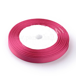Hochdichtes einseitiges Satinband, Polyesterbänder, tief rosa, 3/8 Zoll (9~10 mm), ca. 25 Yards / Rolle, etwa 10Rolle / Gruppe