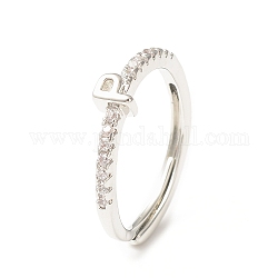 Прозрачное регулируемое кольцо с буквой из прозрачного циркония, платиновые латунные украшения для женщин, letter.p, внутренний диаметр: 18 мм