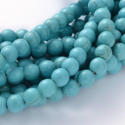 Synthetic Turquoise Beads Strands, Round, Turquoise, 12mm, Hole: 1.5mm, about 490pcs/1000g