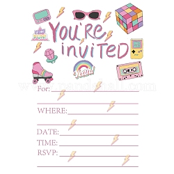 Пригласительные открытки, на день рождения свадьбу, прямоугольник со словом вы приглашены, фиолетовые, 15.2x10.1 см