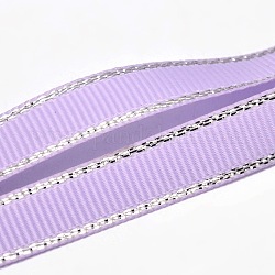 Polyester Grosgrain Ribbons for Gift Packing, Silver Wired Edge Ribbon, Medium Purple, 1-1/2 inch(38mm), about 100yards/roll(91.44m/roll)