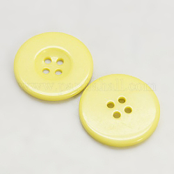 Пуговицы из смолы, окрашенные, плоско-круглые, желтые, 25x3 мм